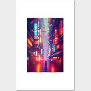 A Man in Tokyo Neon Anime Japan Vibes <3 Posters and Art
